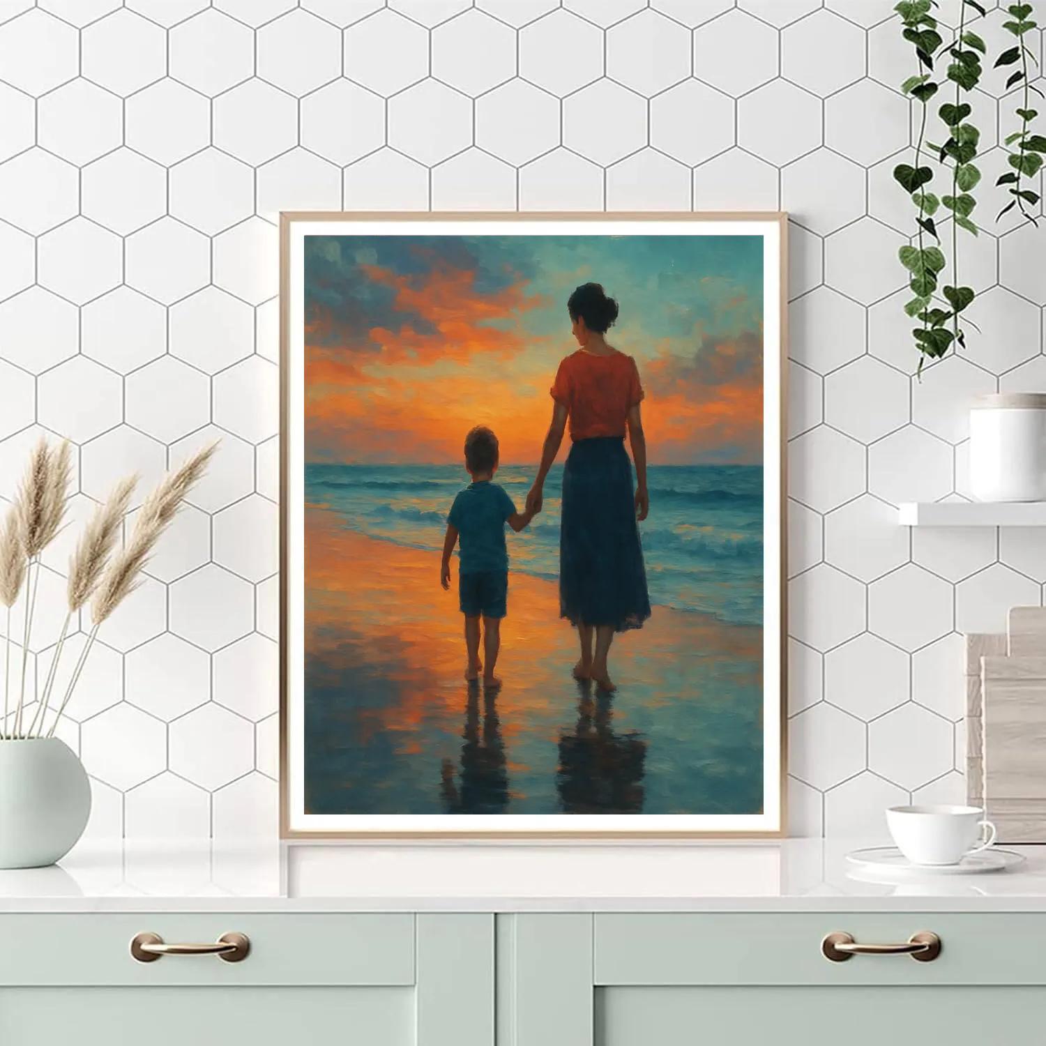 Seaside Sunset Hand Holding painting number kit