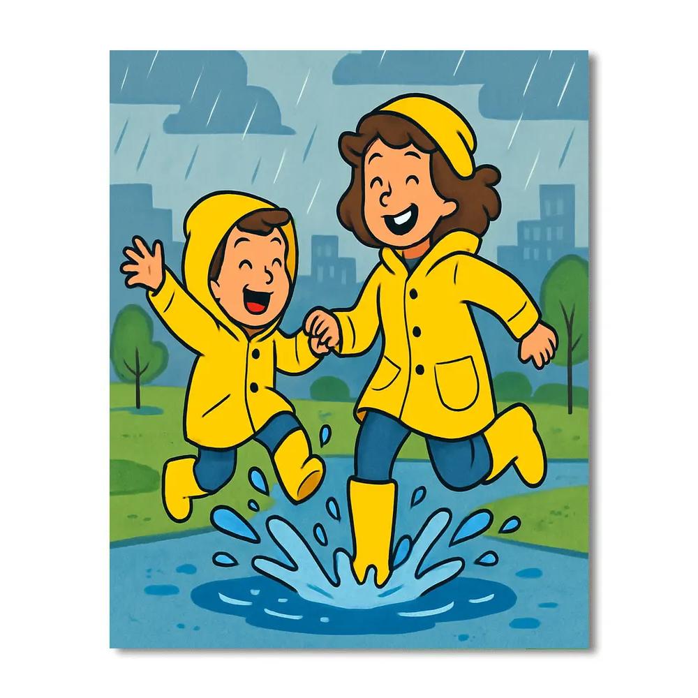 Raincoat Jump Puddle Splash paint by color