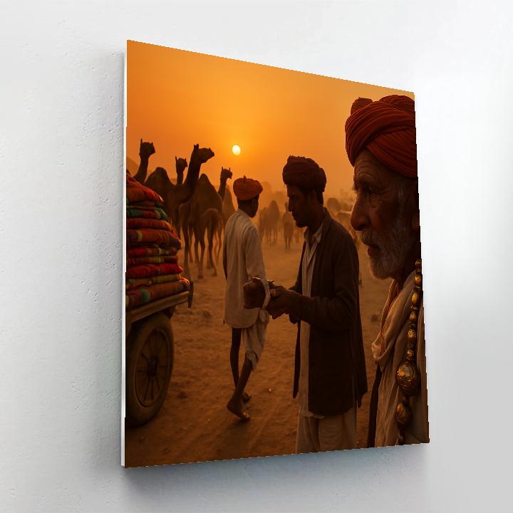 Pushkar Camel Fair Sunset paint by color