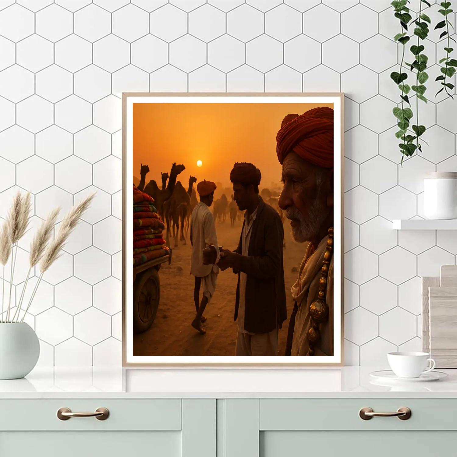 Pushkar Camel Fair Sunset paint by color