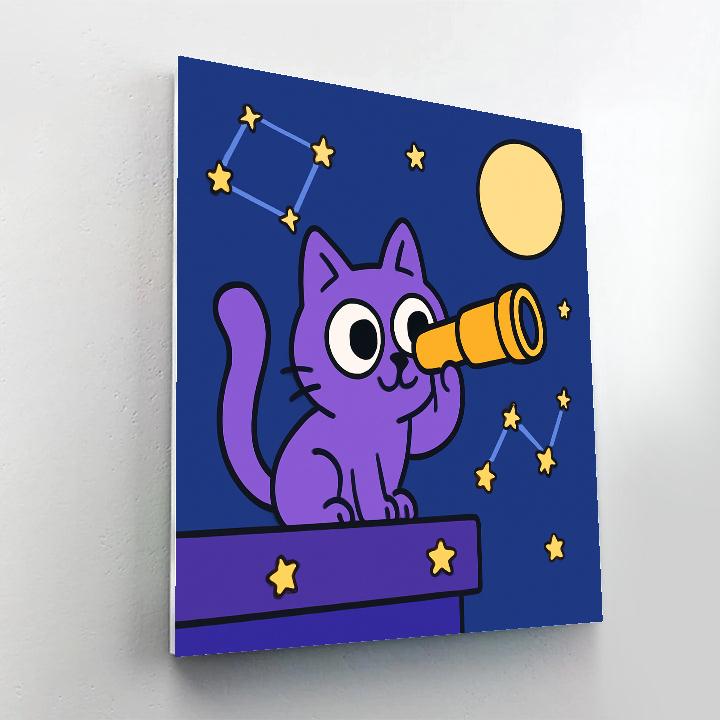 Stellar Cat Astronomer painting number kit