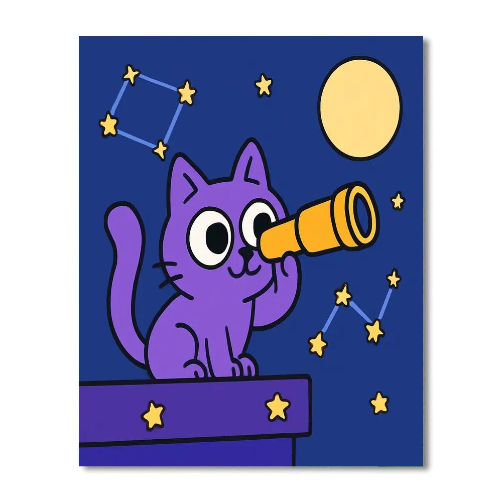 Stellar Cat Astronomer painting number kit