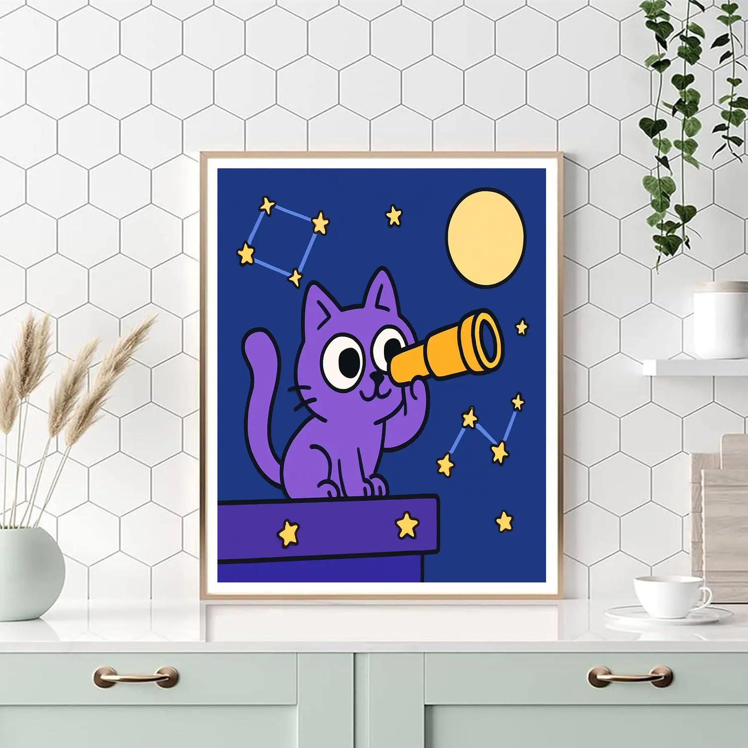 Stellar Cat Astronomer painting number kit