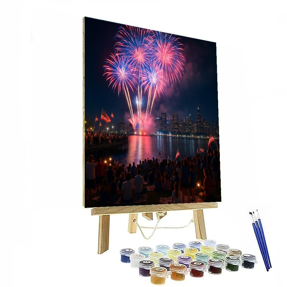 Independence Day Fireworks Harbor paint by numbers