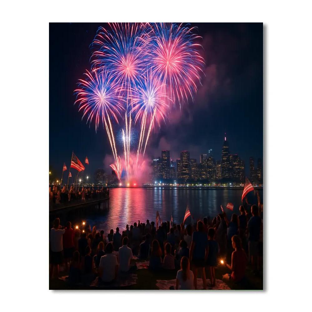 Independence Day Fireworks Harbor paint by numbers