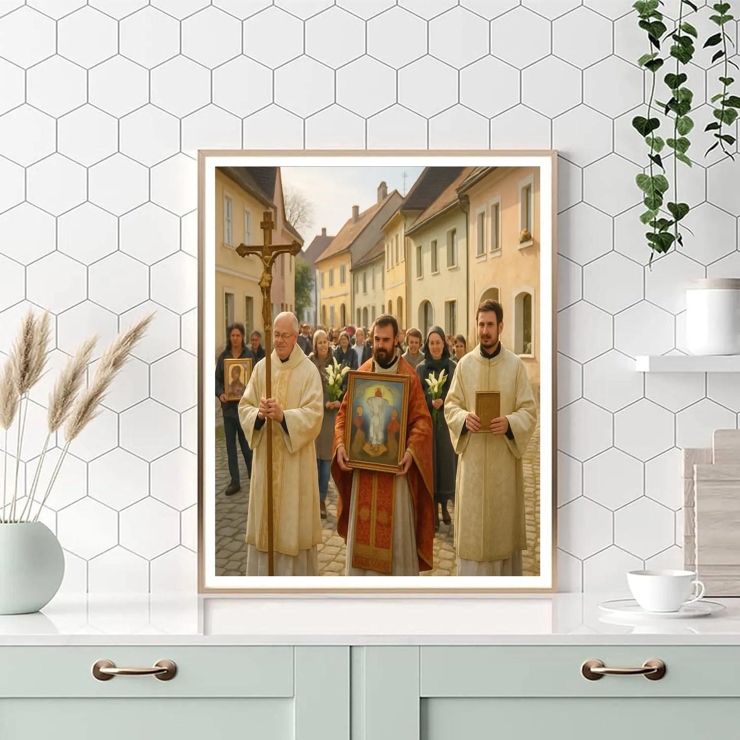 Easter Procession Village Paint by numbers art