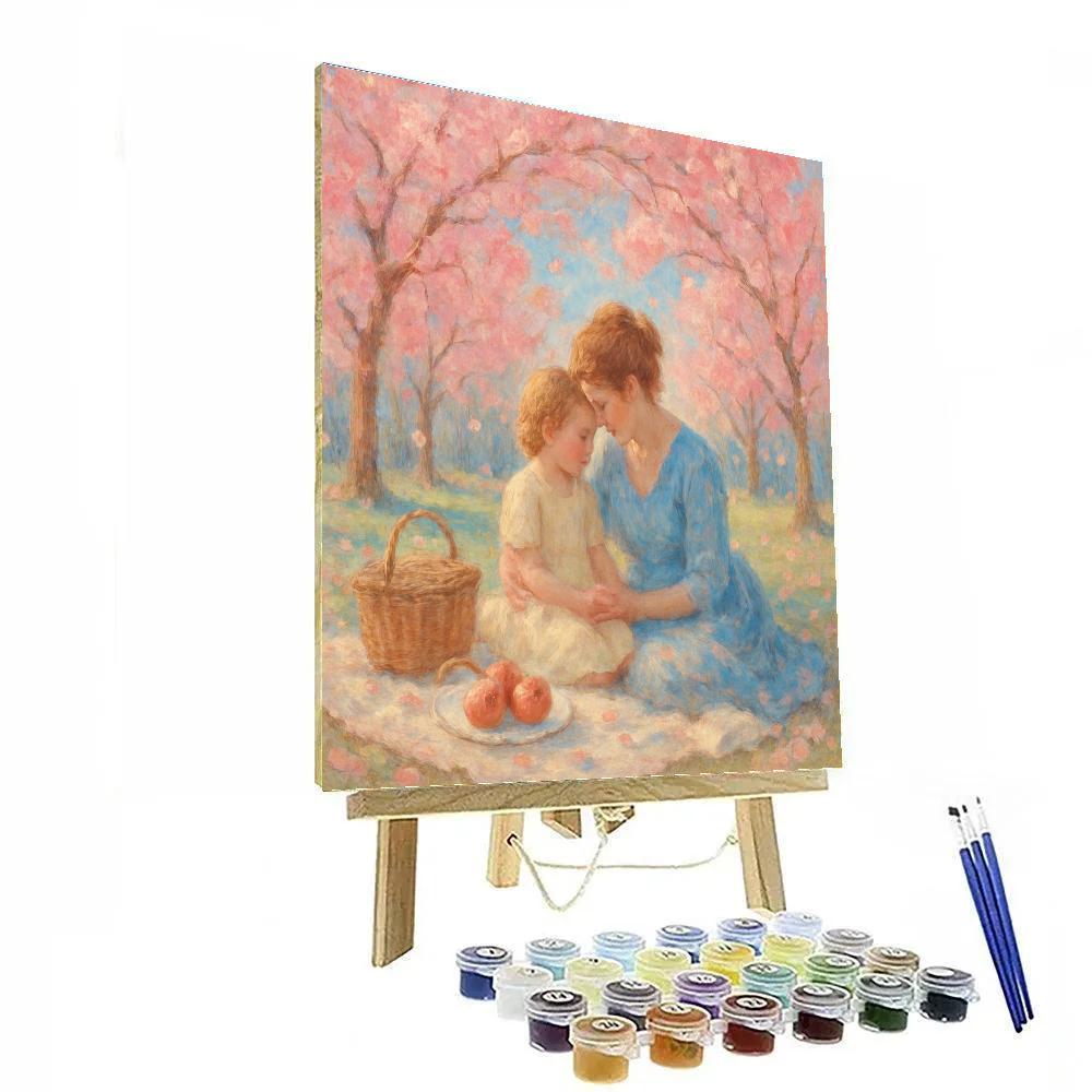 Cherry Blossom Picnic Embrace Numbered painting kits