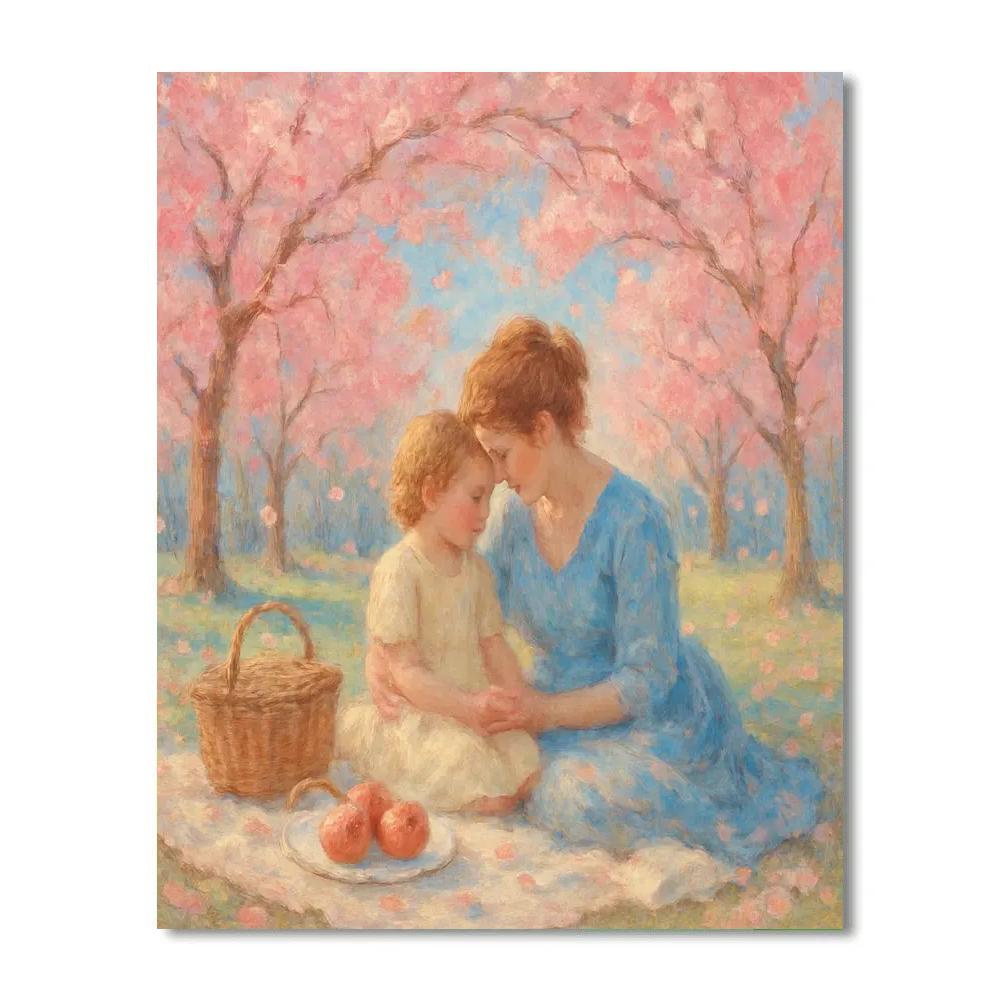 Cherry Blossom Picnic Embrace Numbered painting kits