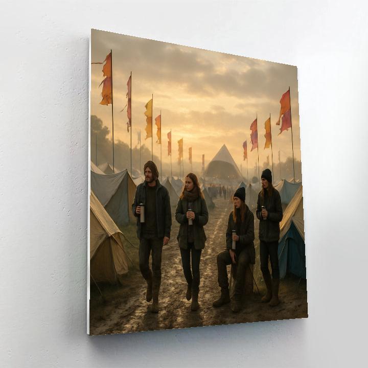 Glastonbury Festival Campers Dawn Painting by numbers kit