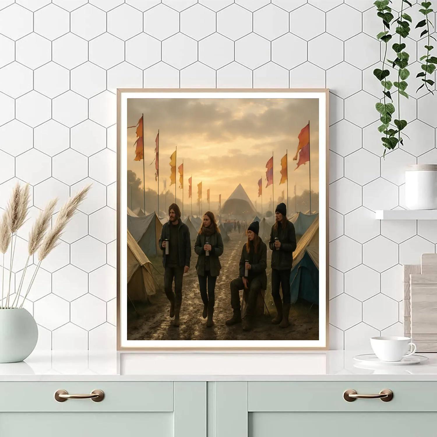 Glastonbury Festival Campers Dawn Painting by numbers kit