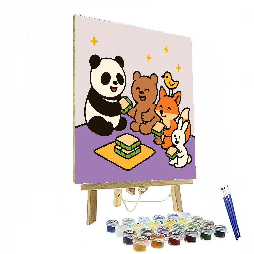 Space Panda Picnic paint by color