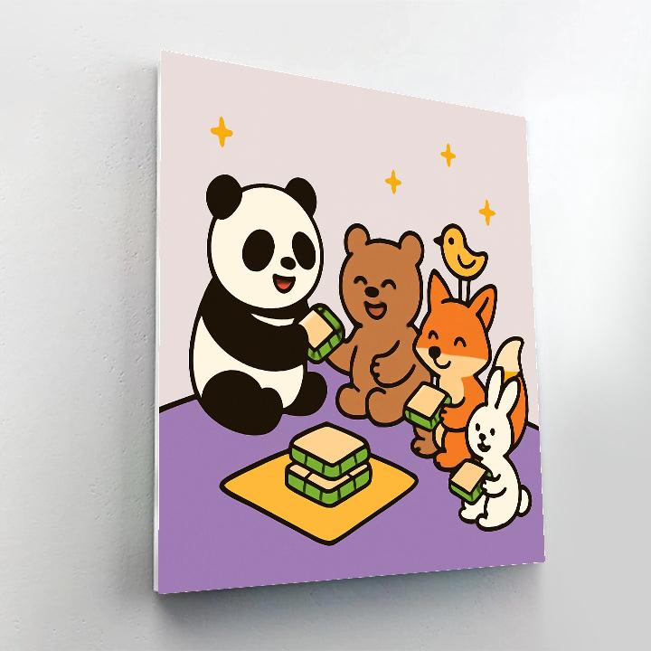 Space Panda Picnic paint by color