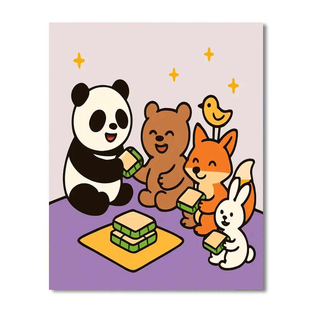 Space Panda Picnic paint by color