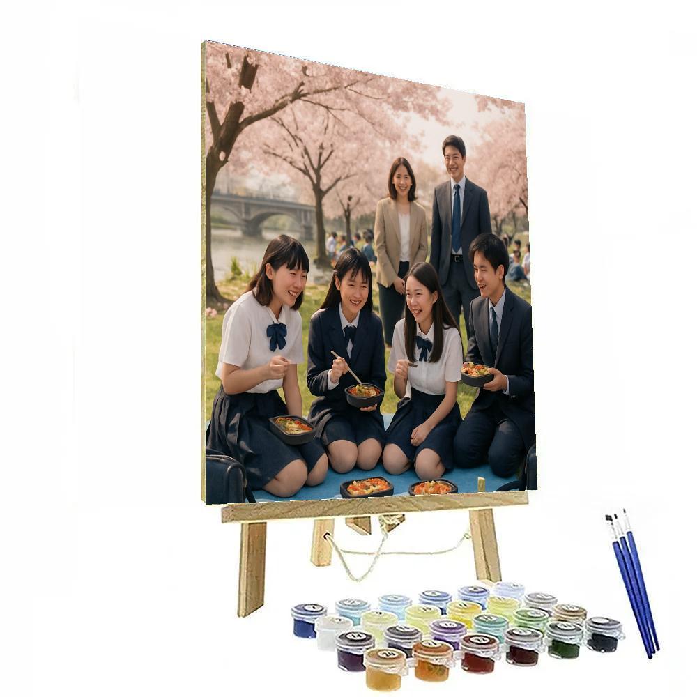 Cherry Blossom School Hanami Paint by numbers art