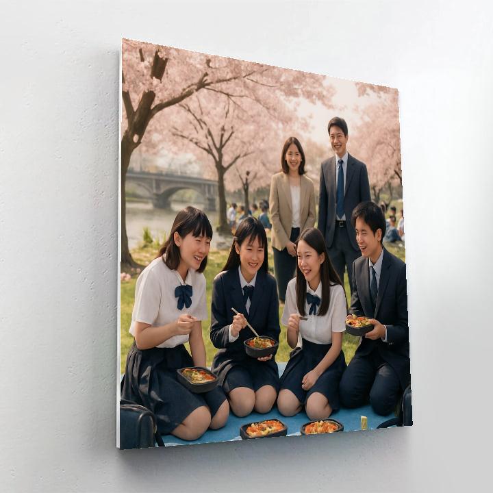 Cherry Blossom School Hanami Paint by numbers art