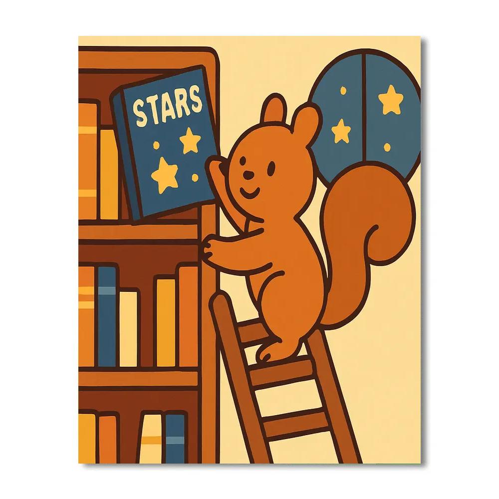 Stellar Squirrel Library Number painting
