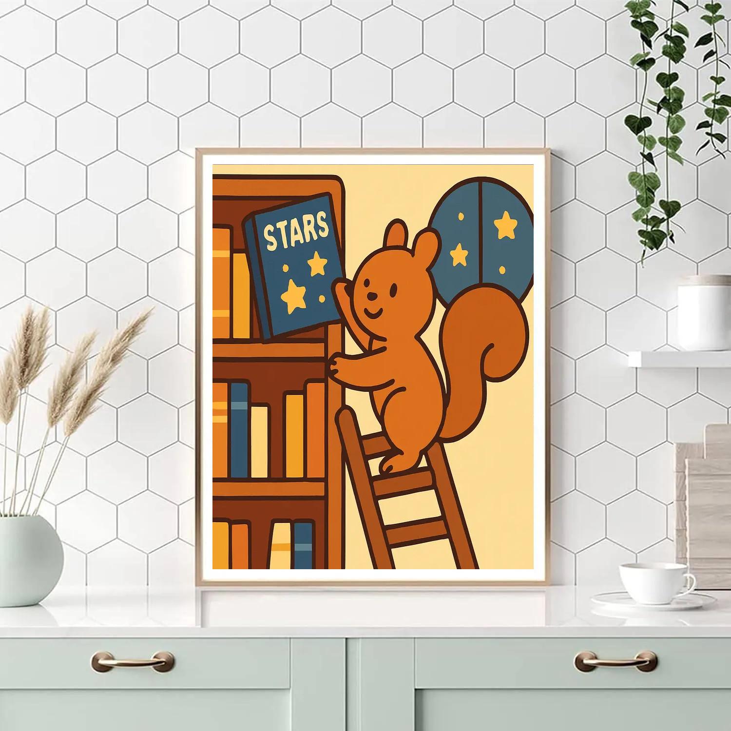 Stellar Squirrel Library Number painting