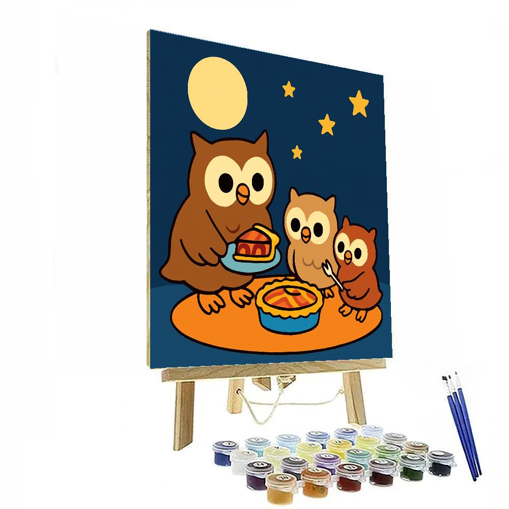 Orbiting Owl Picnic painting number kit