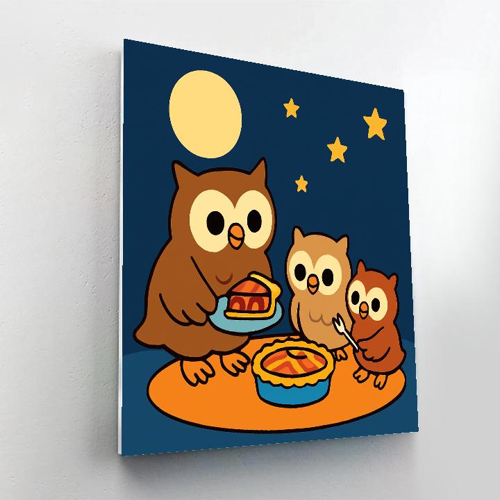 Orbiting Owl Picnic painting number kit