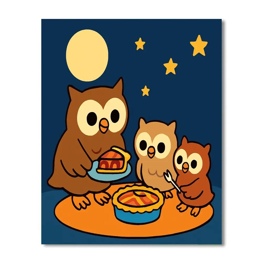 Orbiting Owl Picnic painting number kit