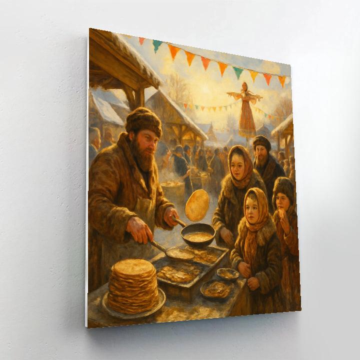 Maslenitsa Pancake Fry paint by number