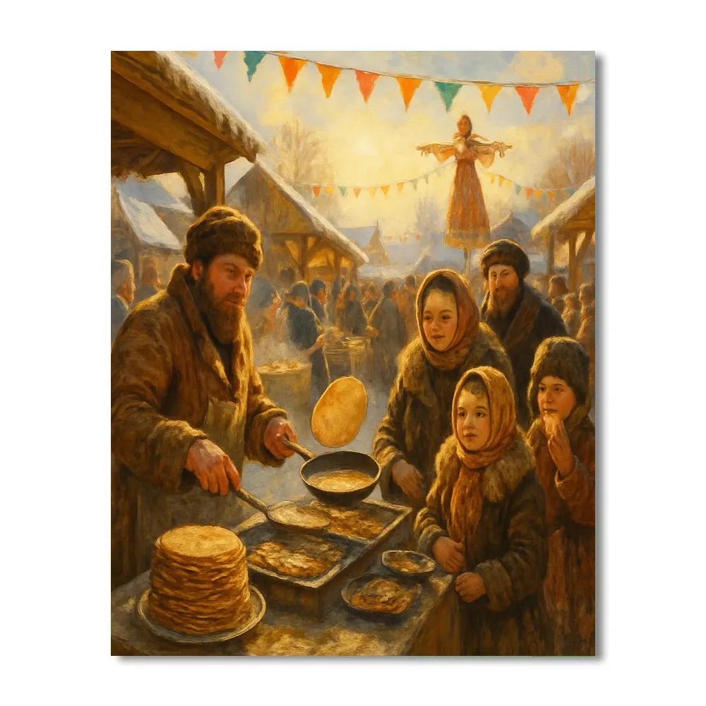 Maslenitsa Pancake Fry paint by number