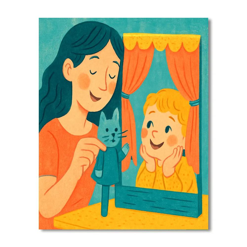 Puppet Show Living Room Theater paint by numbers