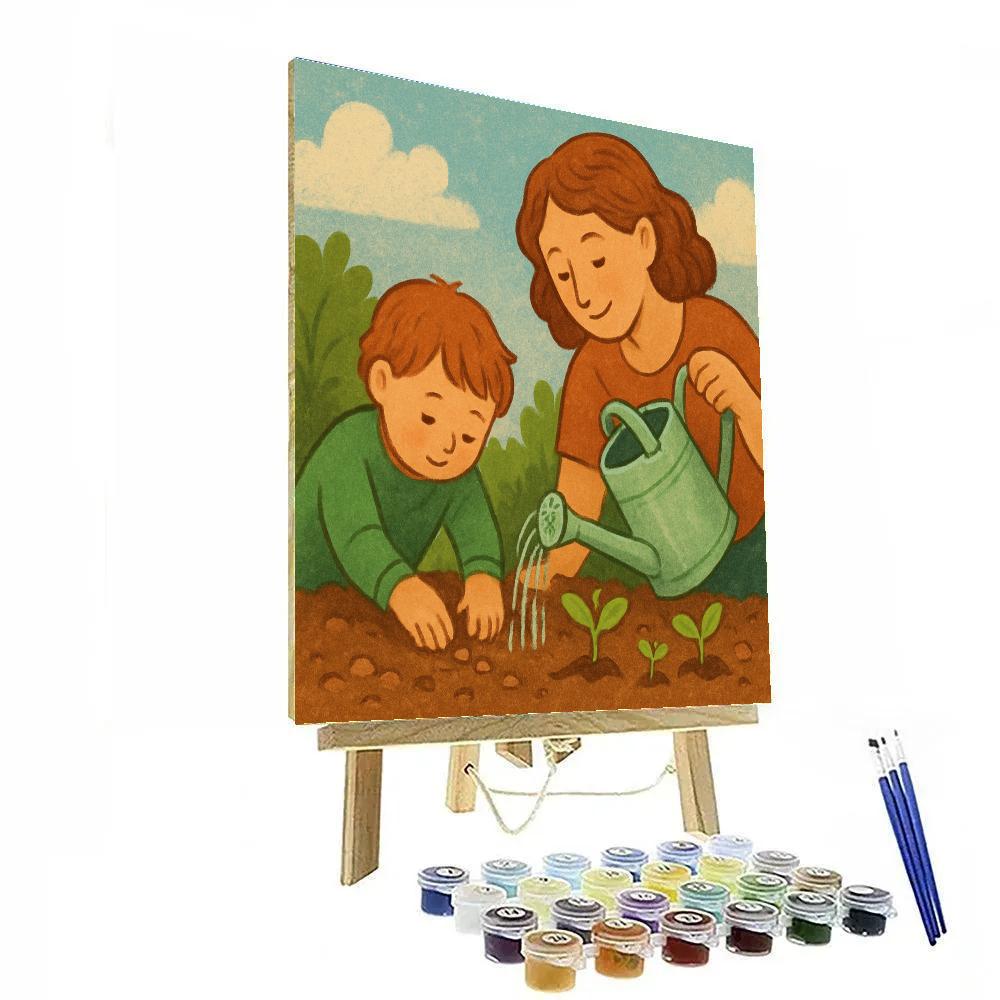 Backyard Gardening Together Paint by numbers art