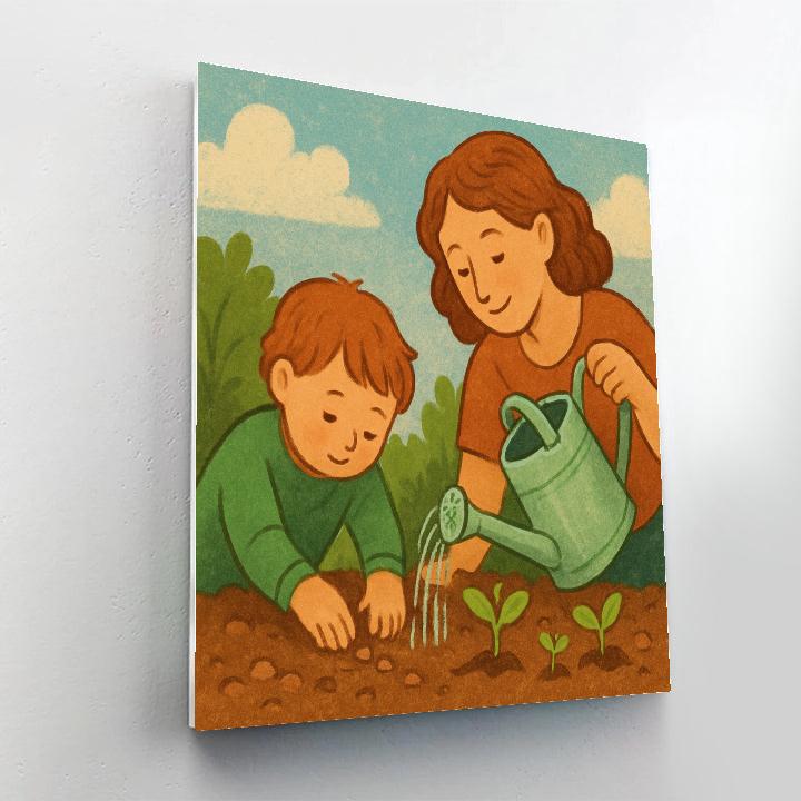 Backyard Gardening Together Paint by numbers art
