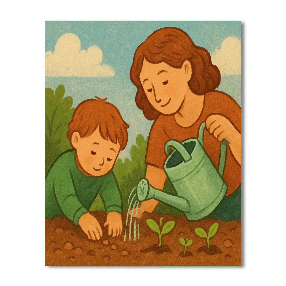Backyard Gardening Together Paint by numbers art