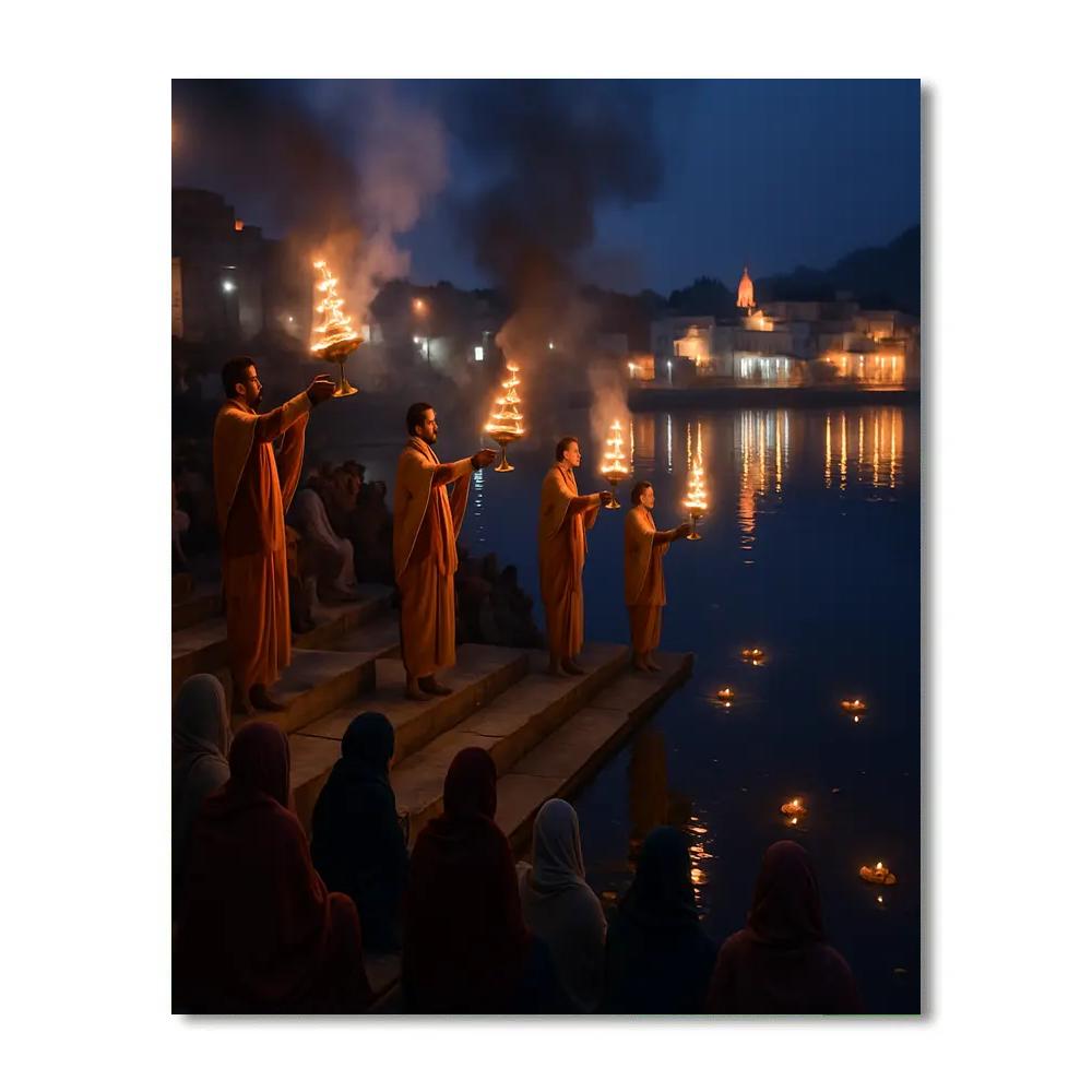 Pushkar Lake Evening Aarti Paint by numbers kits