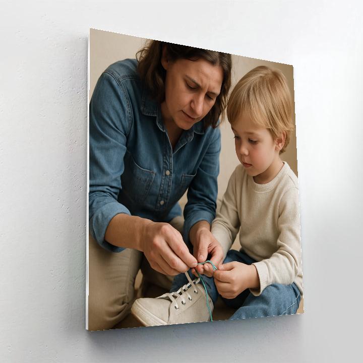 Learning To Tie Shoes Together Number painting