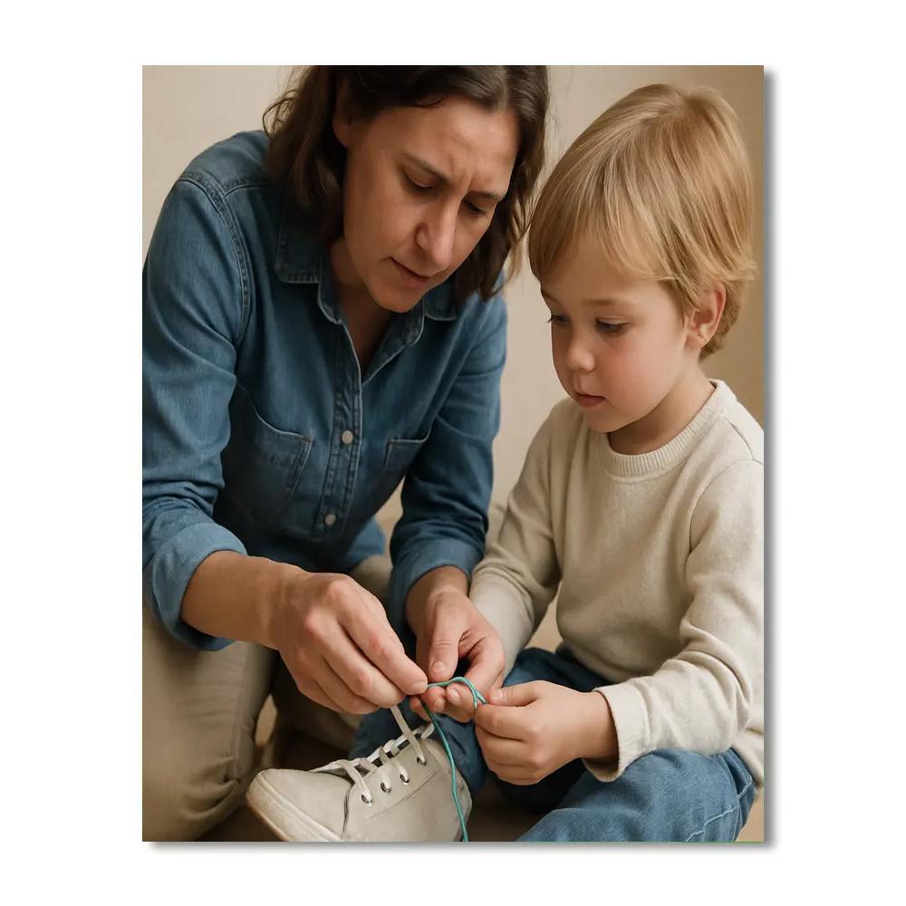 Learning To Tie Shoes Together Number painting