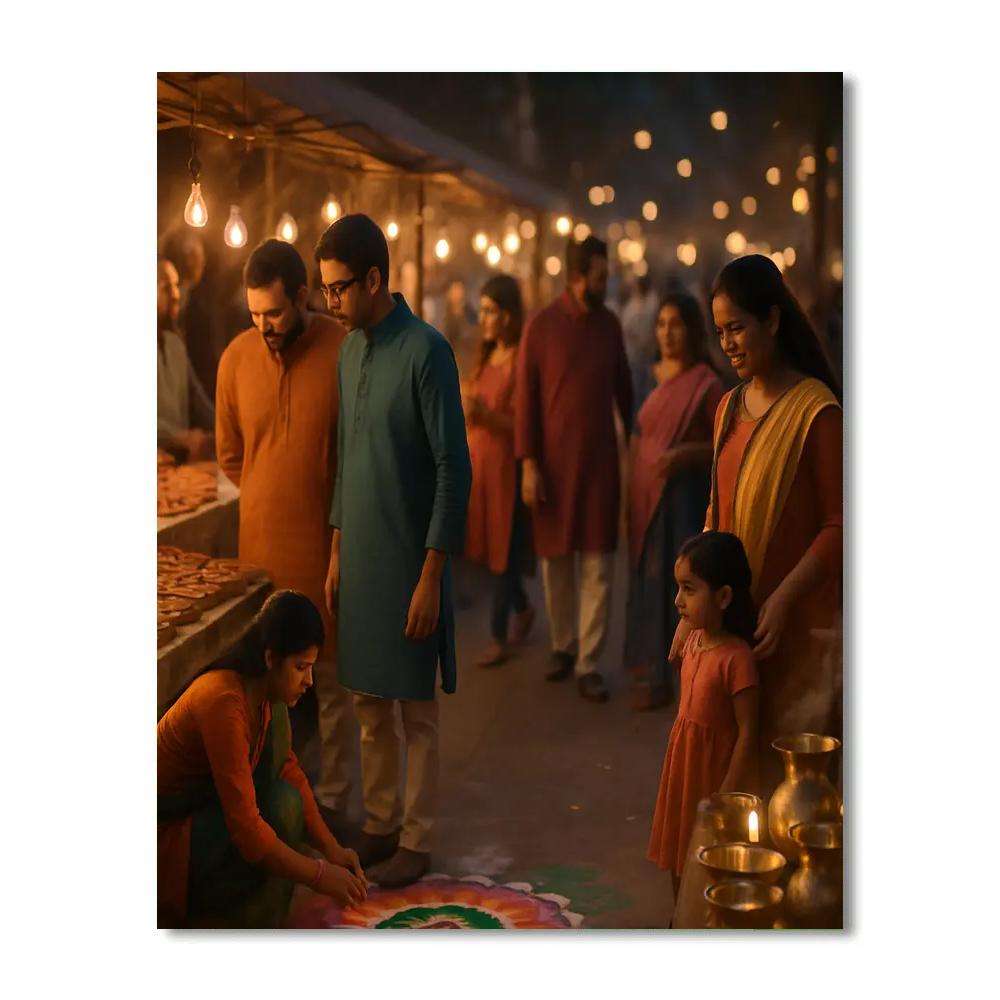 Diwali Market Night Painting by numbers kit