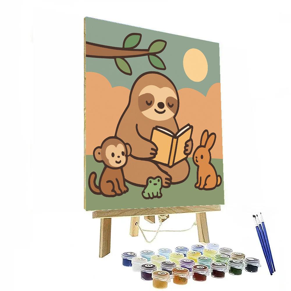 Stellar Sloth Storytime paint by numbers