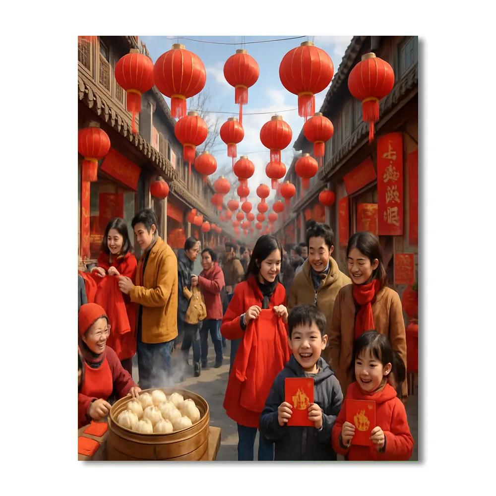 Chinese New Year Street Fair painting number kit