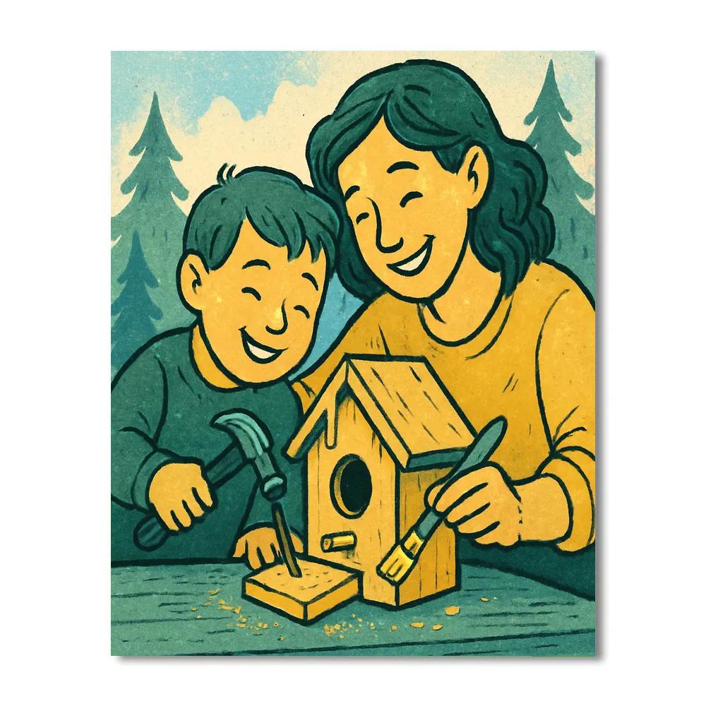 Backyard Birdhouse Building Numbered painting kits