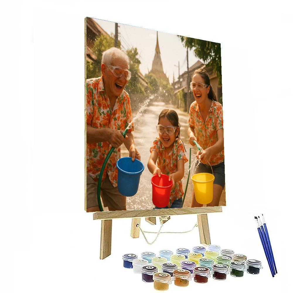 Songkran Family Splash Paint by numbers art