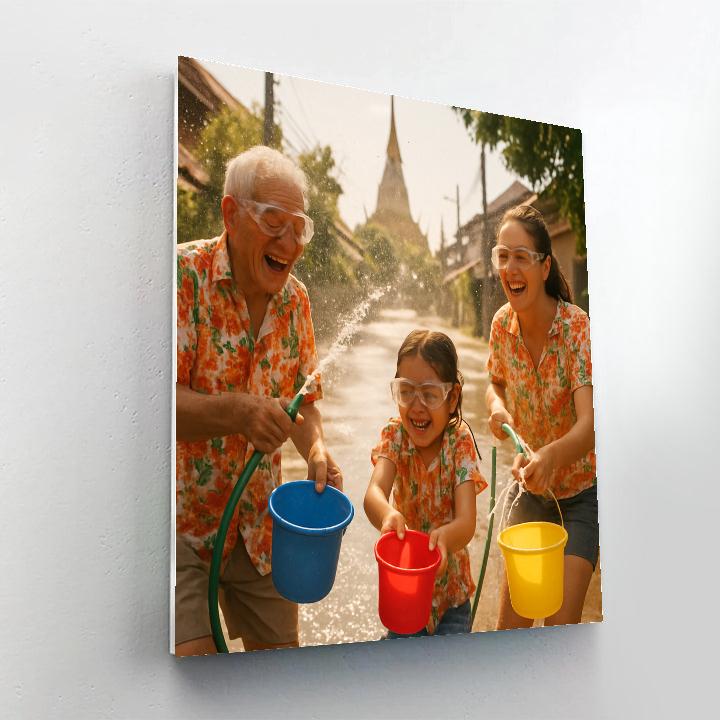 Songkran Family Splash Paint by numbers art