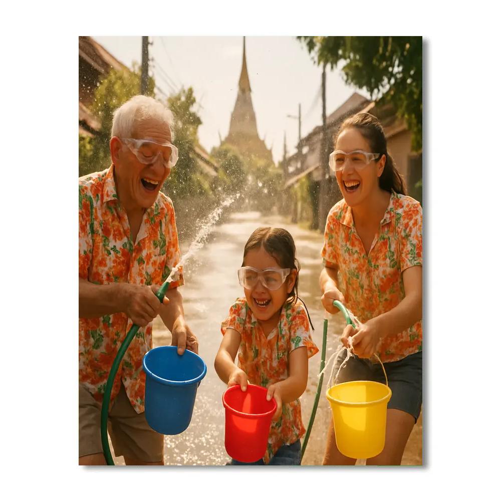 Songkran Family Splash Paint by numbers art