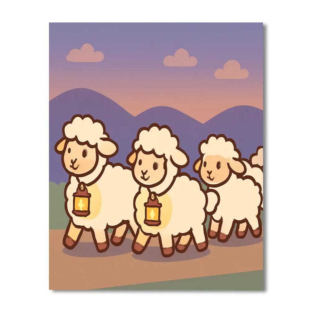 Luminous Lamb Parade paint by number