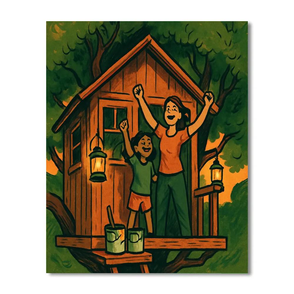 Backyard Treehouse Proud Reveal paint by number