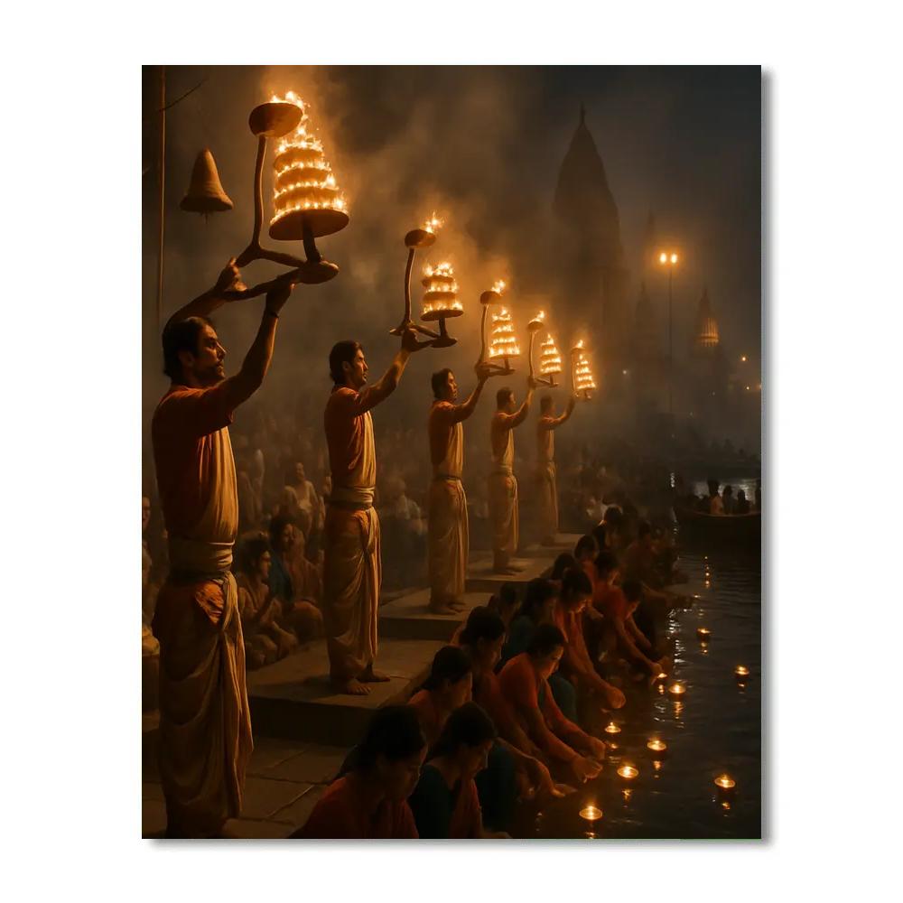 Kumbh Mela Evening Aarti painting number kit