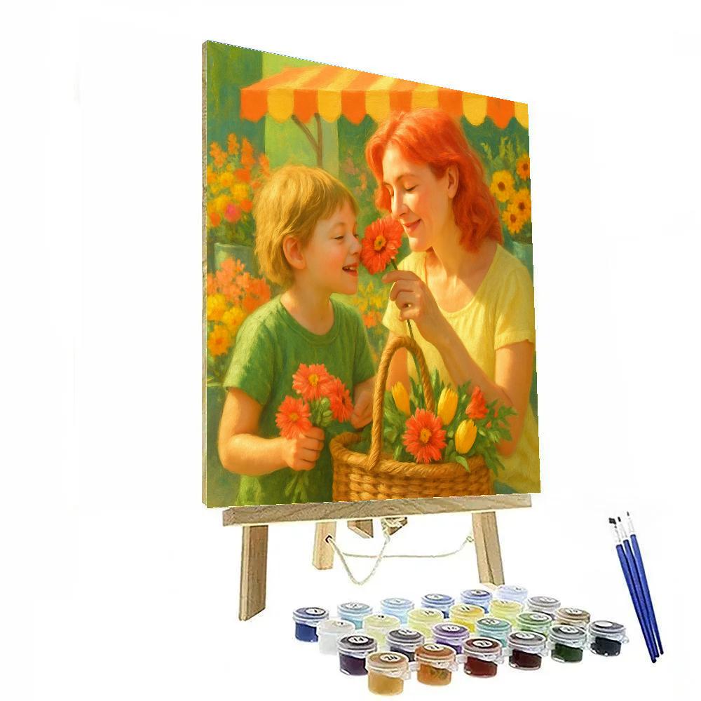 Farmers Market Flower Basket Paint by numbers art