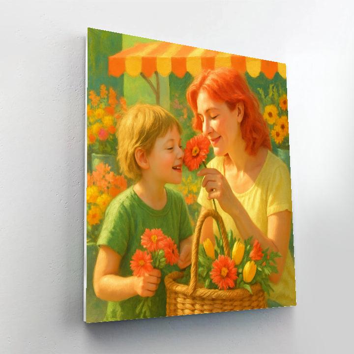 Farmers Market Flower Basket Paint by numbers art