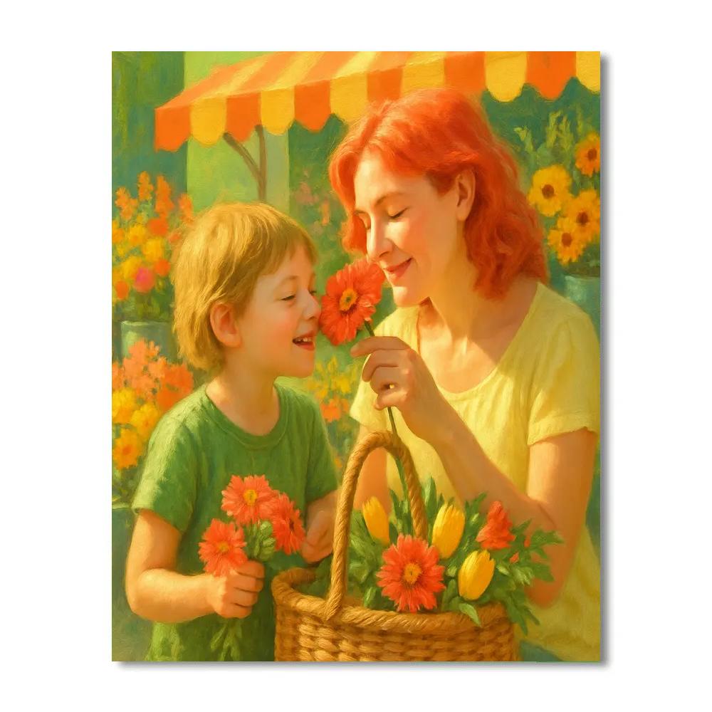 Farmers Market Flower Basket Paint by numbers art