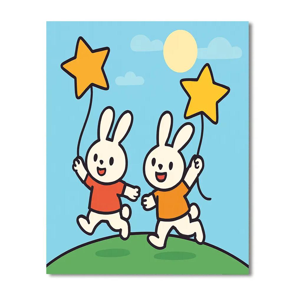 Star Kite Rabbits paint by color