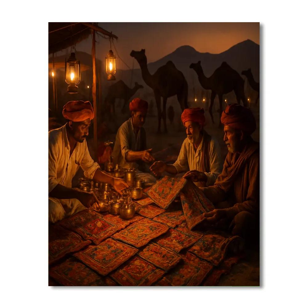 Pushkar Camel Fair Market Night DIY paint by numbers