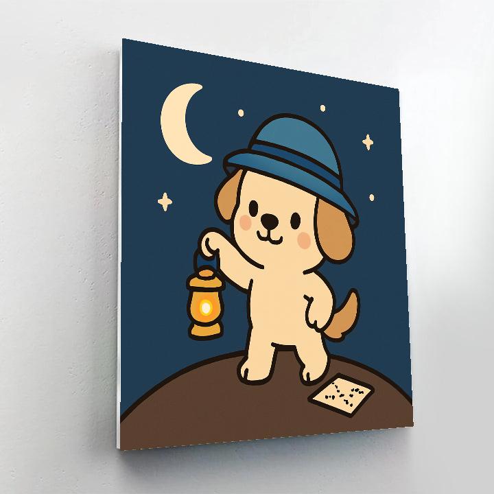 Moonbeam Puppy Explorer Number painting