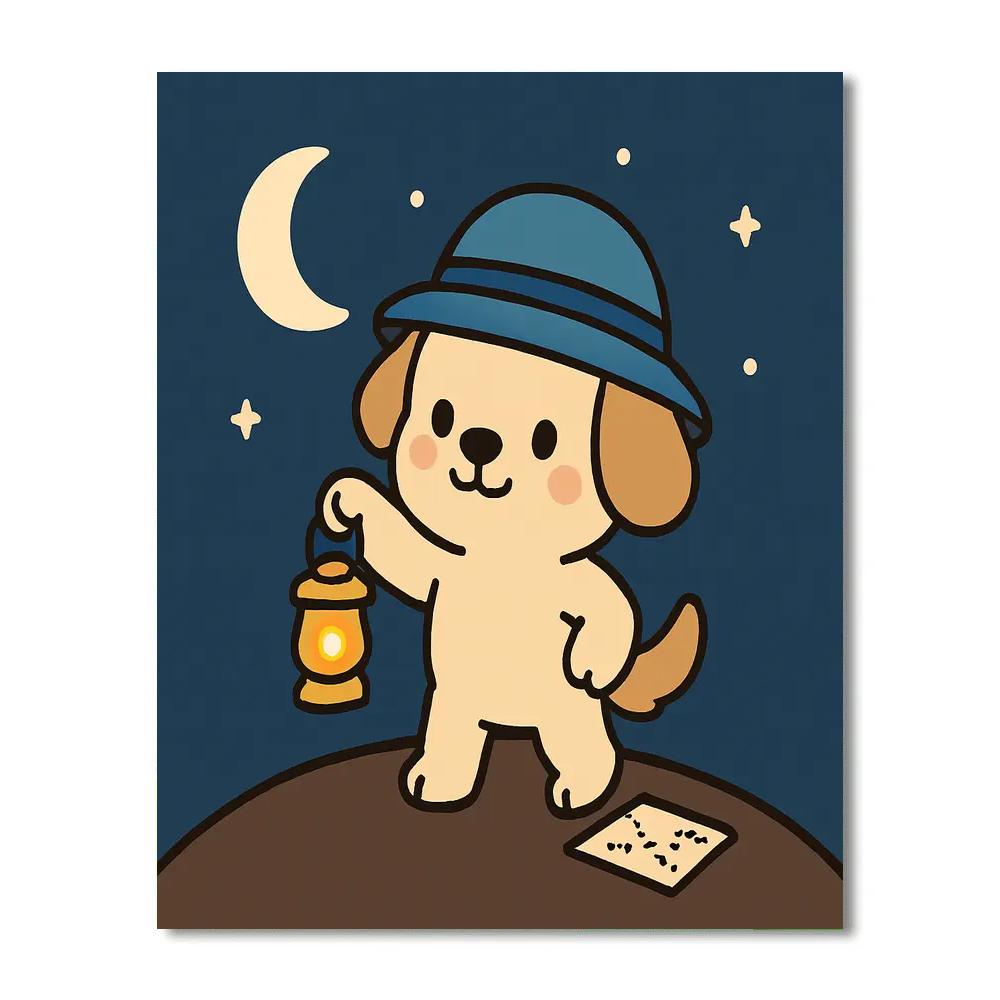 Moonbeam Puppy Explorer Number painting